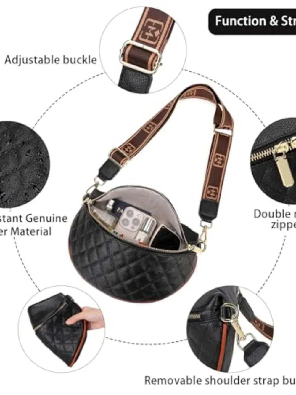 Genuine Leather Crossbody Sling Bag Anti Theft Travel Fanny Pack